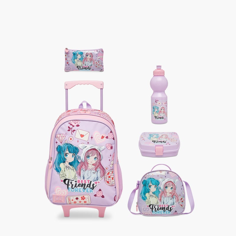 sami_studio Printed 5-Piece School Trolley Bag Set for Girls - Image 1
